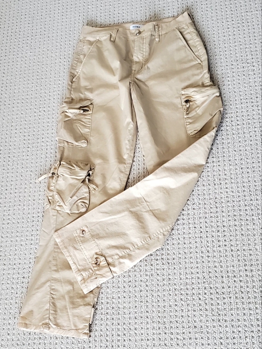 Pistola Bobbi Utility Cargo Mid-Rise Pants, Champagne, 98% Cotton Sz 27 LIKE NEW - Picture 5 of 16